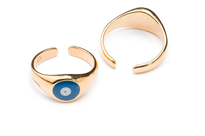blau emaillierter runder Augenring 20 mm 24 x 11 mm golden x2 St