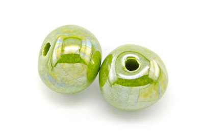 ceramic round bead 22mm electric green x12pcs