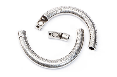 demi-bracelet pour cordon rond 5mm 62x39mm argenté x2pcs