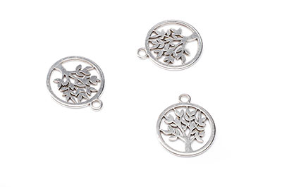 zamac tree pendants 17mm silver x20pcs