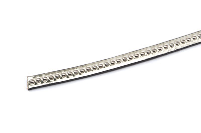 flach Leder 6mm metallic platine mit silber Kugeln x1m
