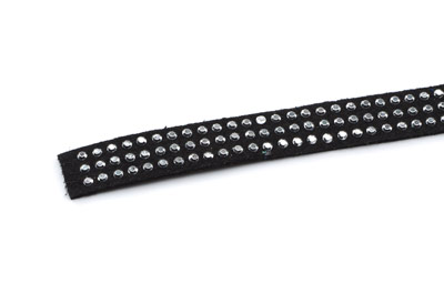 suede band 10mm black with rivets silver x3m