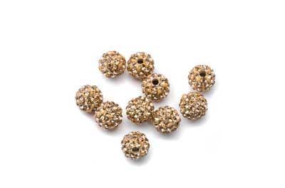 shamballa bead 8mm gold plated bead x10pcs