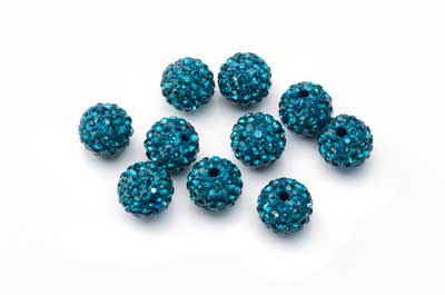 shamballa bead 10mm turquoise x10pcs